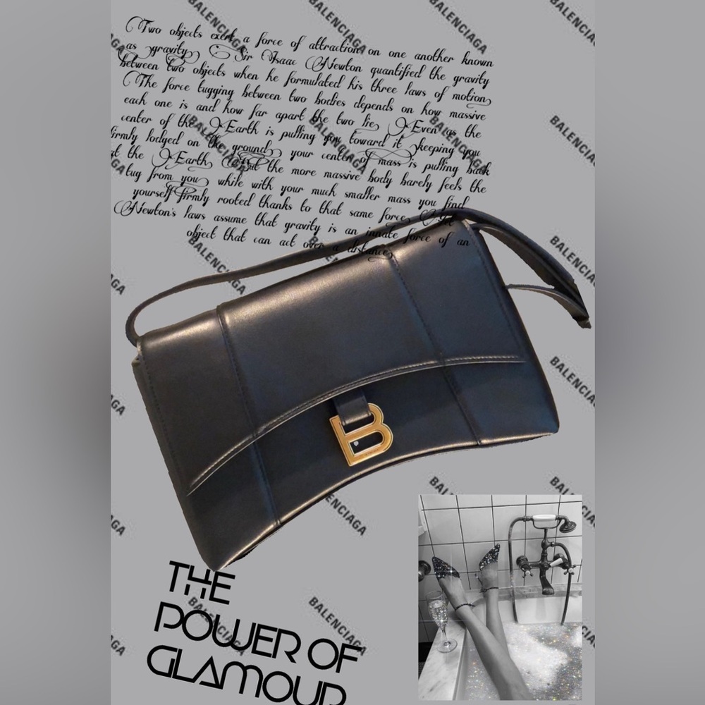 Balenciaga Downtown Soft Hourglass Shoulder Bag Leather Small